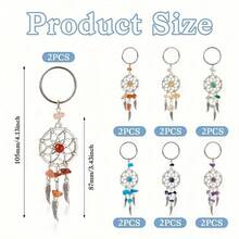 14pcs/Set Dreamcatcher Keychain Set, Mixed Colors, Alloy & Stone Material, Suitable As Wallet Pendant And DIY Keychain Decor Bag Lanyards With Id Holder Car Accessories Bag Charms Christmas Gift