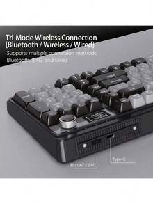 Acer OKW 222 Soft Keyboard, Wired Bluetooth, 2.4G Tri-Mode Connection, Smart Battery Monitoring, 90-Key Compact Layout, Suitable For Multi-Scene Office And Gaming, Black - Black - View 3