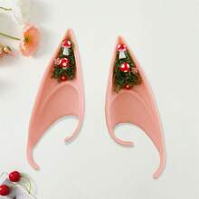 Halloween Cosplay Elf Ears Mushroom Flower Crystal Design Fairy Ear Accessories For Women Party Costume - Màu Hồng  San hô - Xem 5