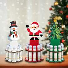 3 PiecesWooden Christmas Money Holder With 10 Holes, Festive Ornament Dispenser For Winter Party Decor – Perfect Gift Idea (Christmas/Valentine's/Thanksgiving) & Accessories, Christmas Decor