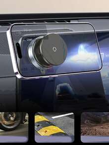 1pc 360° Rotating Vacuum Suction Cup Car Phone Holder, Magnetic Dashboard Car Mount Navigation Bracket (Recommended To Use In A Clean And Tidy Environment)