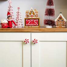 IDOLPACK Holiday Christmas Knob Cover Set - Red Mint & Snowflake Design, Durable Plastic, Easy To Clean, Great For Kitchen, Bathroom And Home Decor, Christmas Decoration