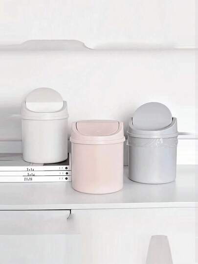1PC Mini Garbage Bin, Covered Small Trash Can, Desktop Trash Can, Plastic Desktop Waste Paper Basket, Used For Storing Fruit Peel And Paper Scraps On Desk To Keep Tidy, For Bathroom, Home Office Desk Decor,Coffee Table, Office, Living Room, Study Back To School