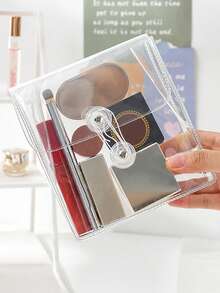 1 Stück transparente PVC-umhüllte Kabel-Aufbewahrungstasche, Stifteetui mit großer Kapazität, Dokumententasche, Kosmetikorganizer, minimalistischer klarer Aufbewahrungsbeutel, süße Cartoon-Stifttasche für Studenten