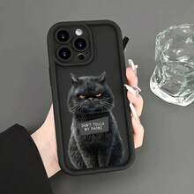 新品のギャップ感のあるモバイルフォンケース、怒りった猫のパターン、iPhone16 15 14 13 12 11 Pro Max Plus 8 7SE2 SE3 XS XRなどのスマートフォンに適しています、衝撃吸収ブラックソフトケース - ブラック - チェックする 2