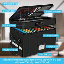 Fireproof File Box With Lock, 2 Layer Fireproof Document Organizer Box, Portable Office Collapsible File Cabinet With Reflective Strip File Organizer For Hanging Legal/Letter Folder Certificate - 黑色 - 查看 3