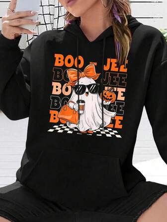 Cute Ghost Boujee Boo-Jee Funny Halloween Spooky Season Hooded Sweatshirt Womens Hoodies,Soft Warm Shirts,Classic Hoodie,Pullover Hoodie