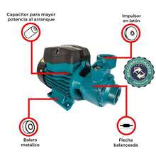 Bomba Periférica de Agua 1HP Alta Presión Alto Flujo 60L/min con Capacitor de Arranque e Impulsor de Latón para Subir Agua a Tinaco, Cisterna y Sistema Doméstico Reacondicionada, IUSA - Azul - Ver 9