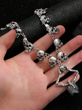 1 pieza Collar con colgante de calavera vintage gótico, estilo punk gótico de moda adecuado para hombres y mujeres, para usar en fiestas y días festivos