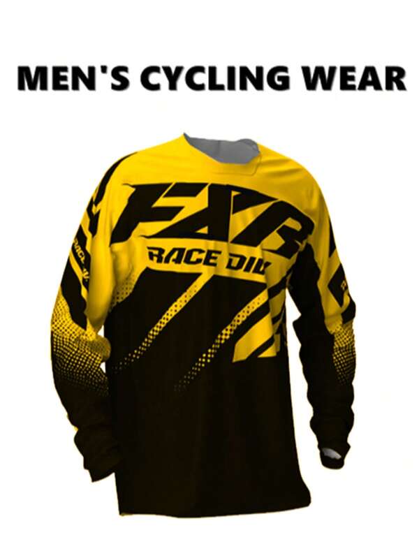 Men's Motocross Long Sleeve Jersey - Breathable, Quick-Dry Polyester With UV Protection, Red & Black Gradient Design, Full-Body Print, Perfect For Racing, Riding & Outdoor Sports