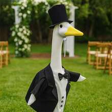 Wedding Goose Outfits Lawn Goose Couple Costume With Headwear For Garden Goose Outdoor Decoration - 黑色 - 查看 5
