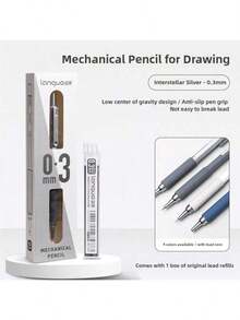 1pc Soft Grip Automatic Mechanical Pencil, 0.3mm/0.5mm/0.7mm/0.9mm Options, For Drawing, Sketching, Art Students, Graphic Design, High-Quality Retractable Pencil With Lead Refill