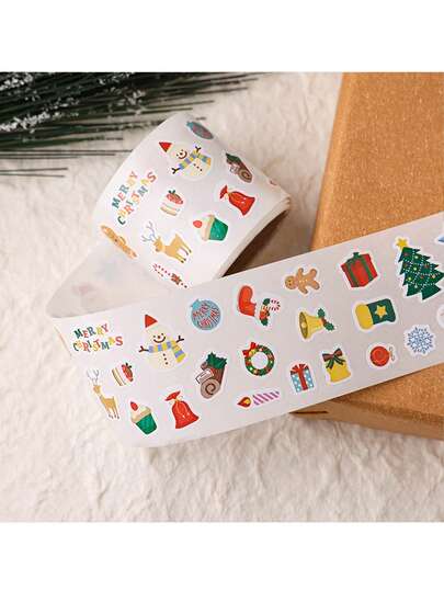 1roll/300pcs ,15pcs Christmas Stickers, 30 Designs Assorted Xmas Stickers, Festive Self-Adhesive Round Labels For Envelopes, Cards, Gift Wrapping, Sealing, Holiday,Xmas Tree New Year Party Decorations ,Cartoon Paper Self-Adhesive Brand For Gift Packaging, Holiday Party Decoration, Irregular Shape Single Use Stickers Pack Cute Guka Hand Account Material Paper Stickers Christmas Seal Stickers Special Text Roll Stickers