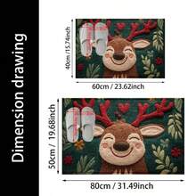 1pc Christmas Fluffy Deer Pattern Design Microfiber Bath Rug, Non-Slip And Super Soft Bathroom Floor Rugs, Doormat, Bathroom Water Absorption Mat, Machine Washable, Low Pile, TPR Backing, Knit Fabric, ForBathroom, Bedroom, Kitchen, Entryway, Indoor & Outdoor Use, Bathroom Accessories & Decor, Perfect New Home Gift, Christmas Decoration, Holiday Party Decoration Kitchen Rug