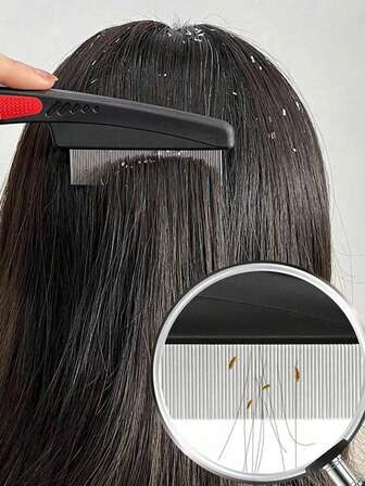 1PC Hair Comb With Fine & Dense Teeth For Adult, Helps Remove Lice And Dandruff Body Care For Travel,Outdoor,Sport,Office,School,Hair Clips,Hair Accessories