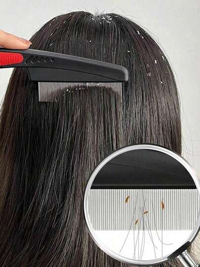 1PC Hair Comb With Fine & Dense Teeth For Adult, Helps Remove Lice And Dandruff Body Care For Travel,Outdoor,Sport,Office,School,Hair Clips,Hair Accessories