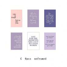 6 件套女士励志墙饰，粉色办公桌装饰，配有生活名言画廊墙饰，腮红粉色化妆家居/办公室装饰，无框 - Set of 6 - 查看 19