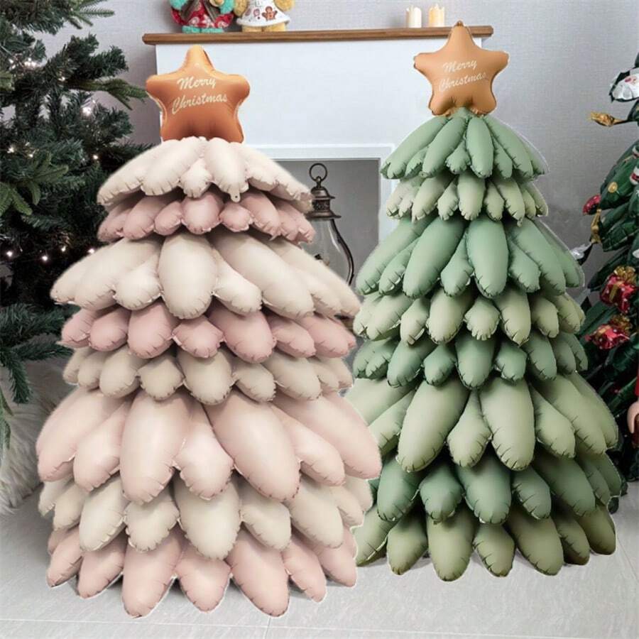 大型自立式气球、铝箔充气圣诞树、哑光铝箔圣诞花环气球、可拆卸圣诞树气球、新年及冬季圣诞夜派对装饰、摄影道具。适用于室内外装饰、精美圣诞派对装饰摄影道具、居家节日聚会装饰、新年派对。 - 彩色 - 查看 1