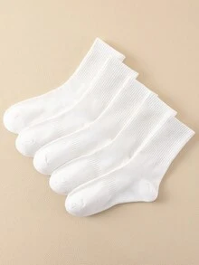 5 Paar Damen Socken einfarbign, bequem und für den Alltag, mittelhoher Schaft, geeignet für alle Jahreszeiten