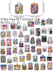 50pcs X-Ray Field Of View Sticker Cartoon Medical Equipment Decal DIY Scrapbook Laptop Suitcase Stationery Sticker For Doctor Gift - Multicolor - View 2
