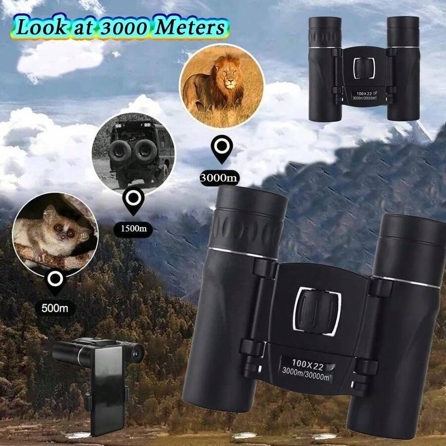 100x22 Mini Portable Hd Binoculars 30000m Long Range Folding Bak4 Fmc Optics For Hunting Sports Outdoor Camping Travel - 100x22 - 查看 1