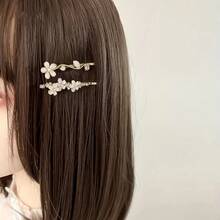 Flower Hair Accessories Sweet Hair Clips For Women Seamless Side Bobby Pins Bangs Clips Internet Celebrity Hairpins - ngọc trai - Xem 5