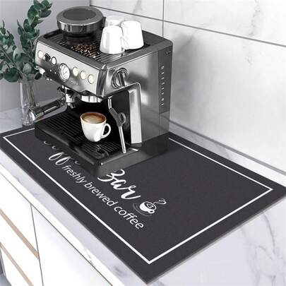 1 件多用途吸水干燥垫，新型防水厨房台面干燥垫，碗碟干燥垫 - 柔软硅胶防滑速干垫，适用于厨房台面、咖啡机、浓缩咖啡机等。