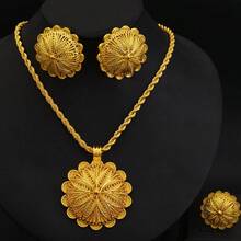 1 套經典金色珠寶套裝，女士婚禮/派對禮物套裝 - 金黃色 - 查看 13