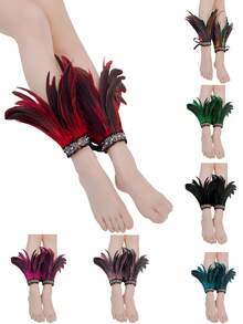 人造羽毛脚环 万圣节服装角色扮演羽毛脚环 2 件装