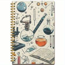 1 件科学实验室笔记本，带烧杯、烧瓶、分子轨道设计 - A5 螺旋装订化学日记本（5.6 * 8.3 英寸，50 页） - 送给学校、大学、研究人员、化学家、教师、学生的礼物 - 化学实验和组织实验室笔记本 - 均碼 - 查看 2
