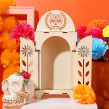 Soaoo Dia De Los Muertos Ofrenda Shadow Box Wooden Day Of The Dead Shadow Box Skull Papel Picado Day Of The Dead Decorations Altar Ofrenda Plies Remembrance Picture Frame 1 Piece