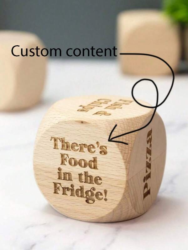 1pc Carved Wooden Decision Dice: Personalized Fun Gift, Portable Dice For Couples Date Night, Wedding Night, Creative Gift For Him/Her, Unique Dice Set, Date Night Idea, Customized Anniversary Gift, Couples Game, Wedding Gift, Romantic Gift For Couples