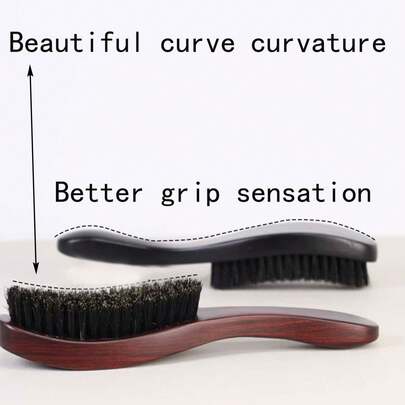 1pc Wooden Bristle Brush, 1pc Vintage Textured Wavy Curved Brown Wooden Handle Anti-Static Brush, Beechwood Water Transfer Print Boar Bristle Men's Beard Brush, Handle Face Shaping Cleaning Brush., Brushes, Edge Brush Hair Comb Hair, Detangling Brush, Ball Brush, Mini Hair Brush Set, Wooden Comb, Hair Brush, Hair Tools, Hair Brush, Hairdressing Equipment, Hair Brush, Brush Hair Brush Set, Comb Hair, Comb For Curls, Detangling Brush, Hair Brush For Women, Hair Products, Hair Tools, Hair Stuff, Barber, Barber Accessories, Barbershop, Hairdressing Equipment