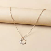 1 Piece Women Pendant Necklace Casual And Fashionable Moon Pendant Necklace For Daily Wear - 銀色 - 查看 3