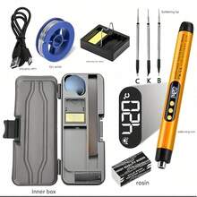 1 套可调温迷你烙铁套件，USB 充电便携式烙铁工具，适用于家电维修、珠宝制作、DIY 项目 - 包括烙铁、3/1 烙铁头、支架、松香、储物盒 - 彩色 - 查看 14
