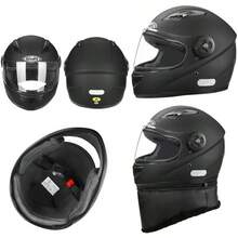 Casco de Moto para Motocicleta Integral Ajustable - Casco Motocicleta Integral con Lente antivaho, Babero de velln extrable Respirable y Ligero Matte Abatible Todas Las Tallas, Talla nica - Negro, M - Ver 7