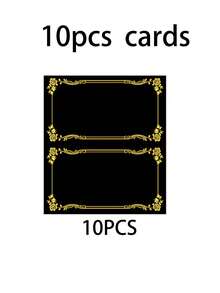 50/30 Peças Elegantes Cartões de Lugar Pretos com Folha de Ouro, Cartões Dobráveis com Bordas de Folha de Ouro, Cartões de Lugar Pretos e 1 Caneta Dourada, Adequados para Casamentos, Menus, Bufês, Festas, Eventos, Formaturas, Cartões Florais, Cartões de Feriados