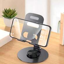 Soporte de teléfono móvil ajustable de aluminio de 360° giratorio - Ajuste universal, portátil y diseño ergonómico para una visualización cómoda - Negro - Ver 2