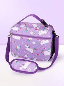 1PC Color Cartoon Printed High-Value And Large Capacity Insulated Lunch Bag, Portable Hand-Held One Shoulder Cross Body Insulated Bag With Shoulder Strap, Fresh-Keeping Ice Bag, Lunch Box And Bento Bag, Suitable For Work And Outdoor Activities - Multicolor - View 14
