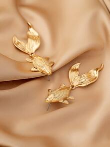 1 Pair Fashionable Bohemian Style Goldfish Earrings - Gold - View 6