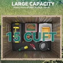 YITAHOME Outdoor Storage Cabinet With 2 Shelves, Waterproof Resin Horizontal Tool Shed, Lockable 15 Cu Ft Storage Shed For Patio, Garden, Yard, Brown - Màu B - Xem 3