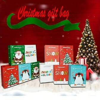 10 Pcs Small Christmas Gift Bags: Mini Holiday Gift Bags 5.7x4.3x2.5 Inch 5 Pattern Designs,No Tissue Paper
