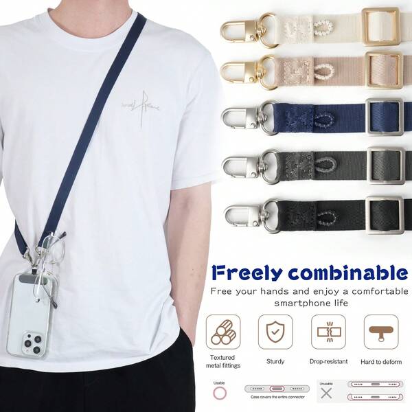Adjustable Nylon Phone Lanyard, Multi-Color Options, Suitable For Most Phone Cases