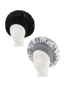 1 pieza/2 piezas/3 piezas Gorro de satén de borde ancho y alta elasticidad para mujeres, belleza, cuidado del cabello, posparto, quimioterapia