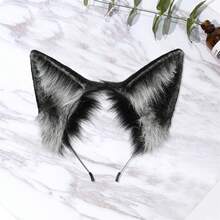 Fox Ears Headband Furry Animal Ears Cosplay Hairhoop Halloween Costume Accessories For Adults - màu đen - Xem 1