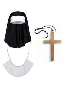 Halloween New Arrival In Stock Cosplay Costume Set, Sexy European Style Temptation Lingerie Headscarf Cross Stockings, Back To School Single Party Masquerade Ball Missionary Role Play Prop