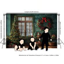 Horizontal Photographic Background For Photo Shoots Sublimated Fabric 3D Fireplace Garland Realistic Christmas Scene 2.20x1.50cm - FF-3262 - 查看 3