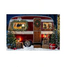 Horizontal Photographic Background For Photo Shoots Sublimated Fabric 3D Fireplace Garland Realistic Christmas Scene 2.20x1.50cm - FF-3263 - 查看 1