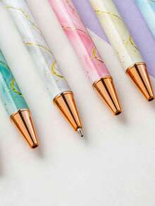 Pulpen Ballpoint Tombol Tekan Logam Marmer dengan Teks/Logo Kustom, Pola Cetak Transfer Panas, Pulpen Promosi Minimalis, Pulpen Membran Bunga Multi-Warna Kreatif, Dekorasi Kantor - MultiWarna - View 7