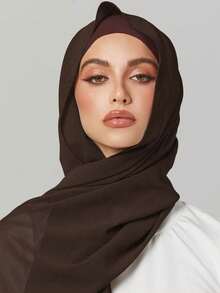 2pcs Women's Scarf Tie Cap Combination Set, Versatile Cap Hijab For  Events And Abaya, Elastic Inner Cap Snow Chiffon Scarf Hat Casual Outfit Accessories Women - Coffee Brown - View 8